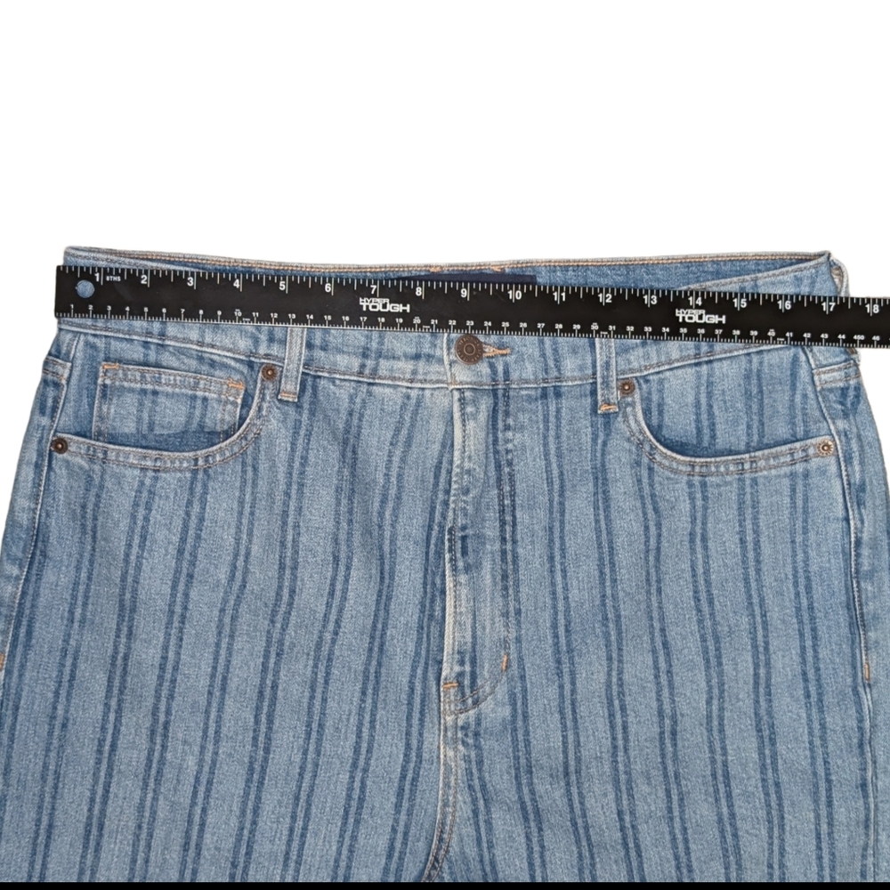 Veronica Beard Crosbie Wide Leg Striped Loafer High Rise Jean, Size 32 - Picture 9 of 11
